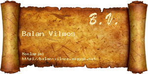 Balan Vilmos névjegykártya